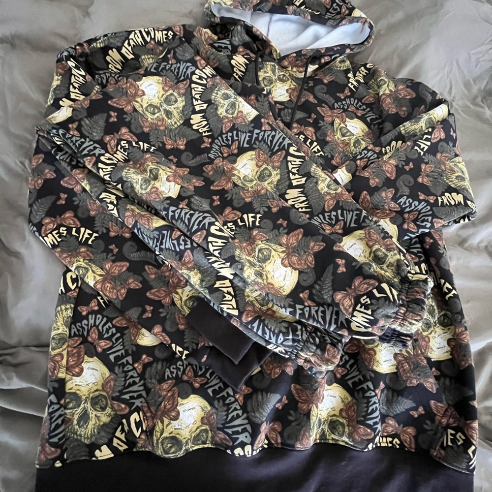 Assholes Live Forever (ALF) NWT Skull and Butterfly Graphic Hoodie and Jogger